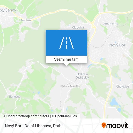 Nový Bor - Dolní Libchava mapa