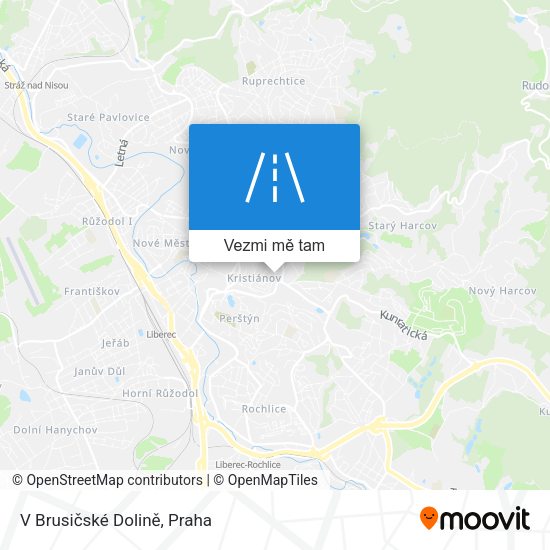V Brusičské Dolině mapa