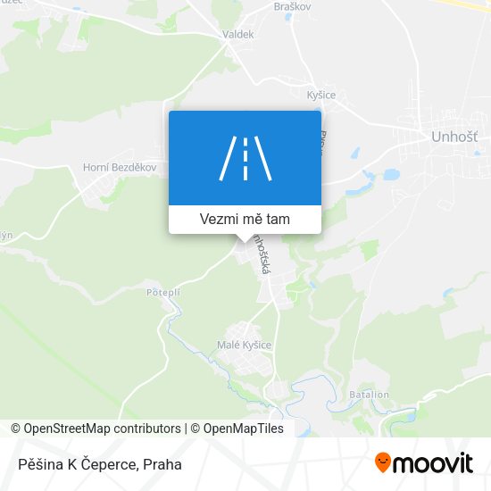 Pěšina K Čeperce mapa
