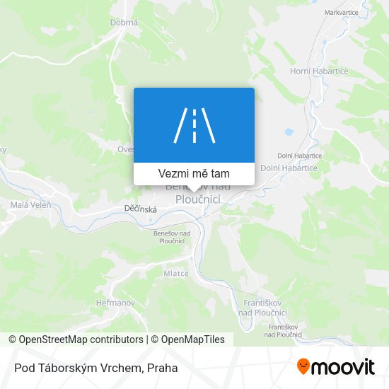 Pod Táborským Vrchem mapa
