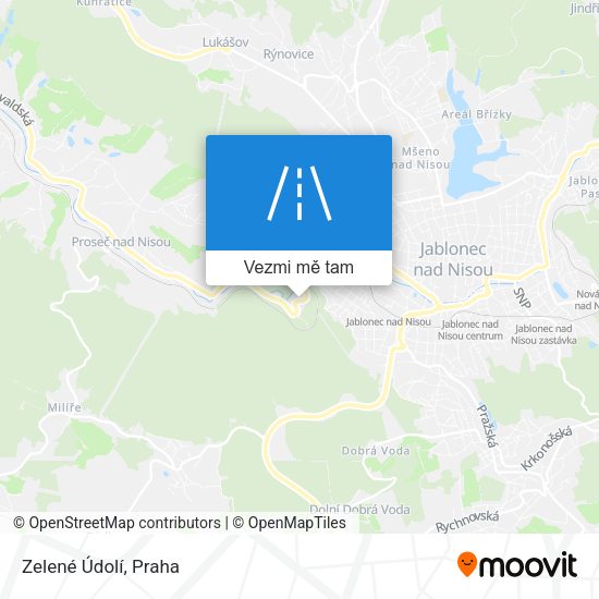 Zelené Údolí mapa
