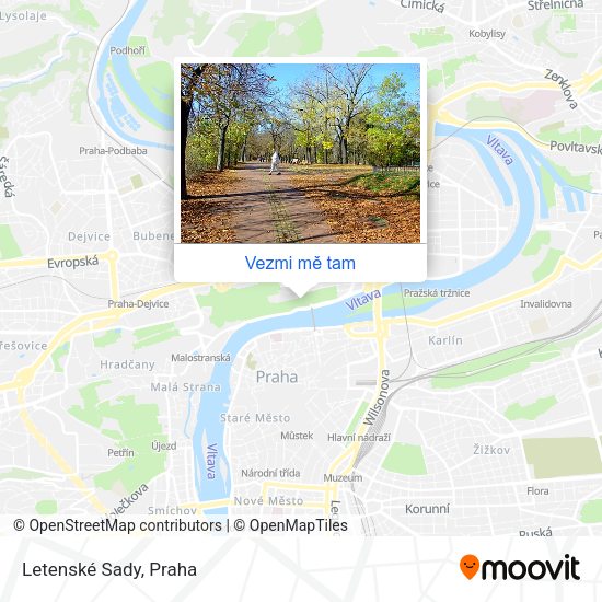 Letenské Sady mapa