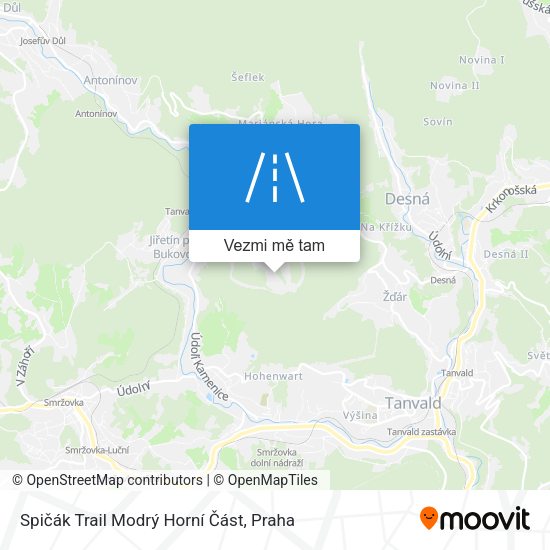 Spičák Trail Modrý Horní Část mapa