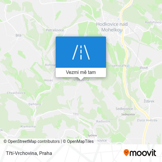 Třtí-Vrchovina mapa