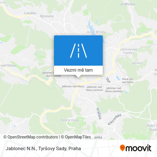 Jablonec N.N., Tyršovy Sady mapa