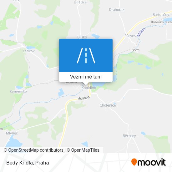 Bédy Křídla mapa