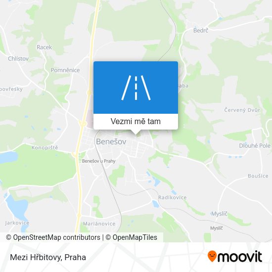 Mezi Hřbitovy mapa