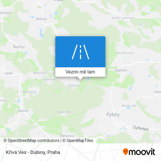 Křivá Ves - Dubiny mapa