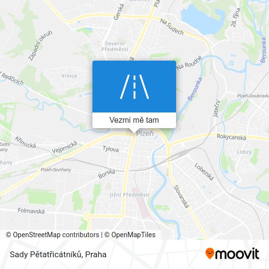 Sady Pětatřicátníků mapa