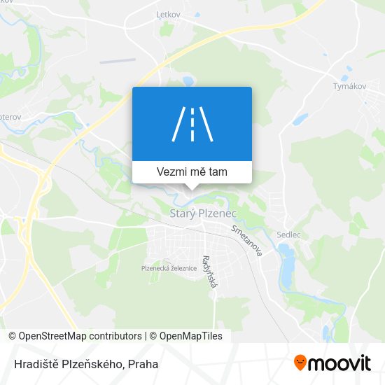 Hradiště Plzeňského mapa