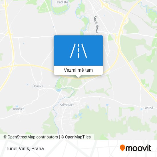 Tunel Valík mapa