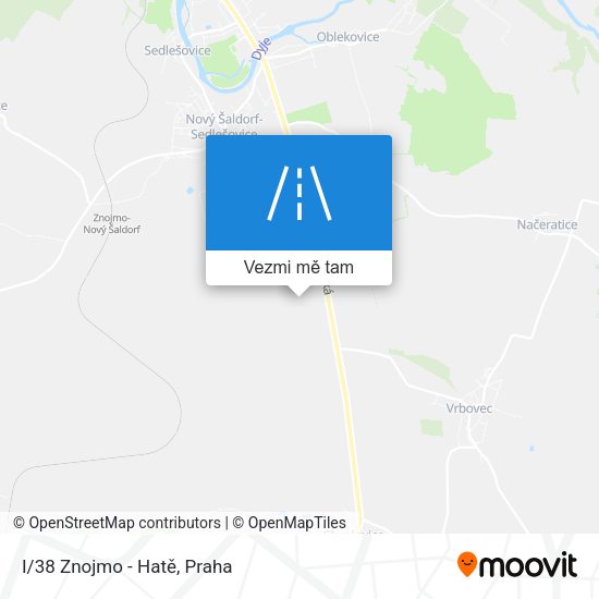 I/38 Znojmo - Hatě mapa