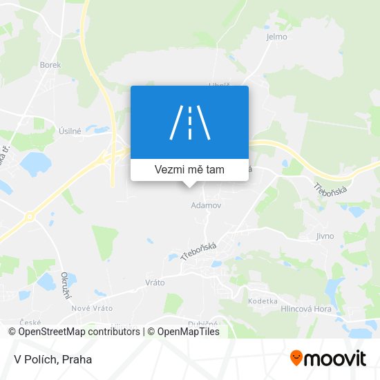 V Polích mapa