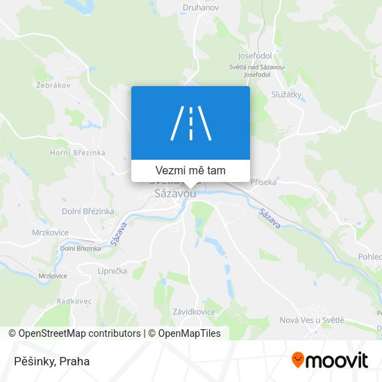 Pěšinky mapa