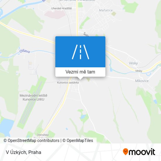 V Úzkých mapa