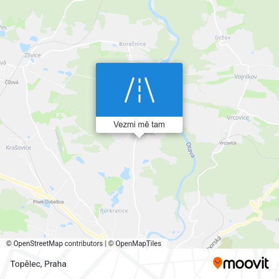 Topělec mapa