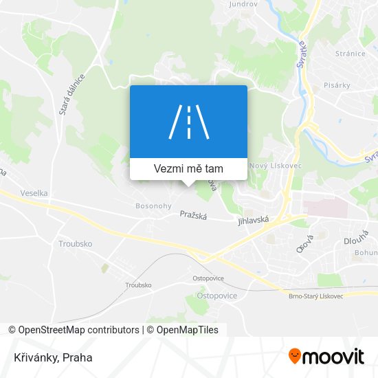Křivánky mapa