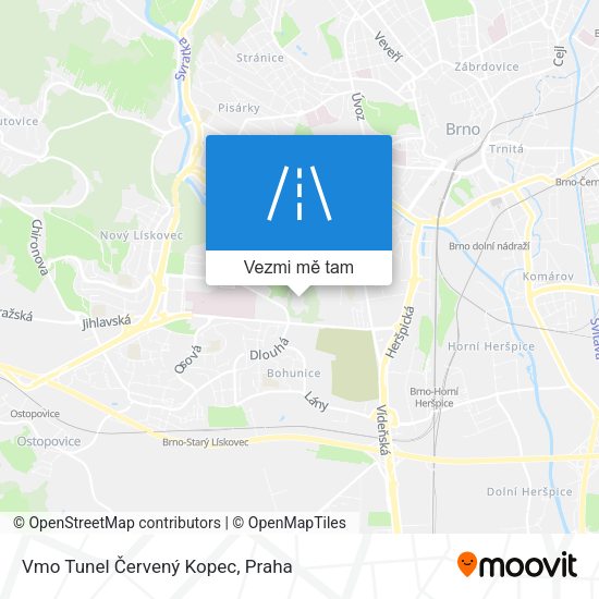 Vmo Tunel Červený Kopec mapa