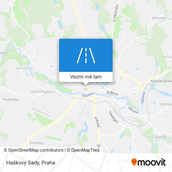 Haškovy Sady mapa