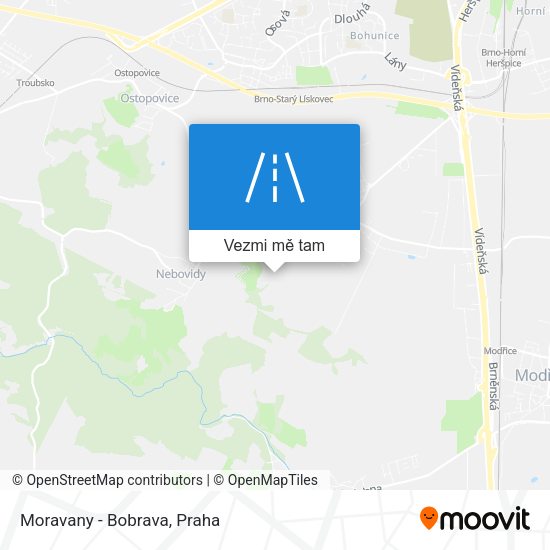 Moravany - Bobrava mapa