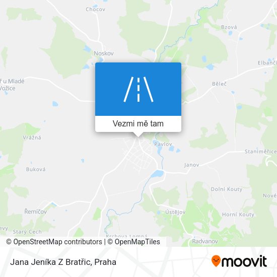 Jana Jeníka Z Bratřic mapa
