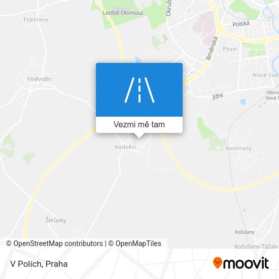 V Polích mapa