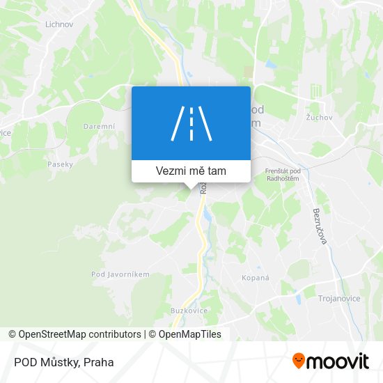 POD Můstky mapa