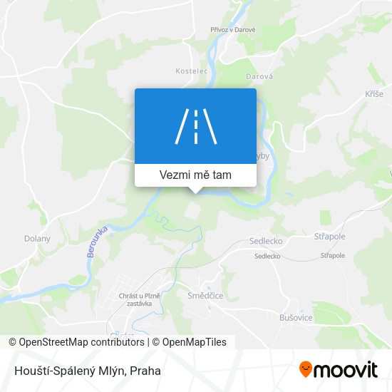 Houští-Spálený Mlýn mapa