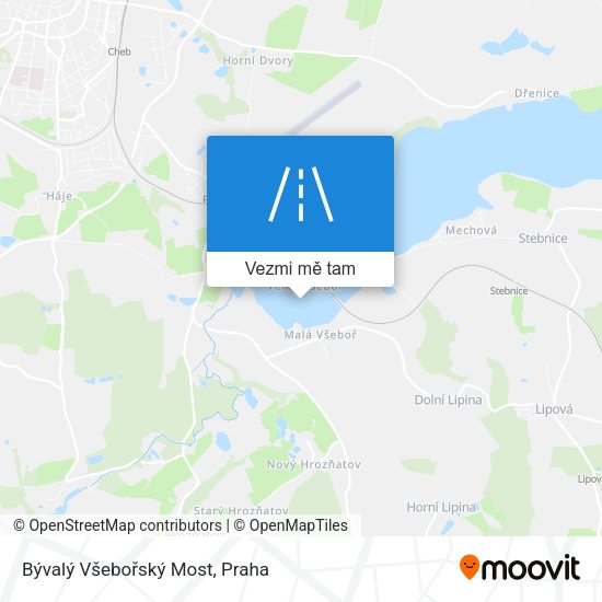 Bývalý Všebořský Most mapa