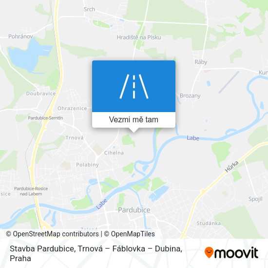 Stavba Pardubice, Trnová – Fáblovka – Dubina mapa