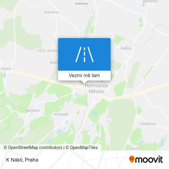 K Nákli mapa