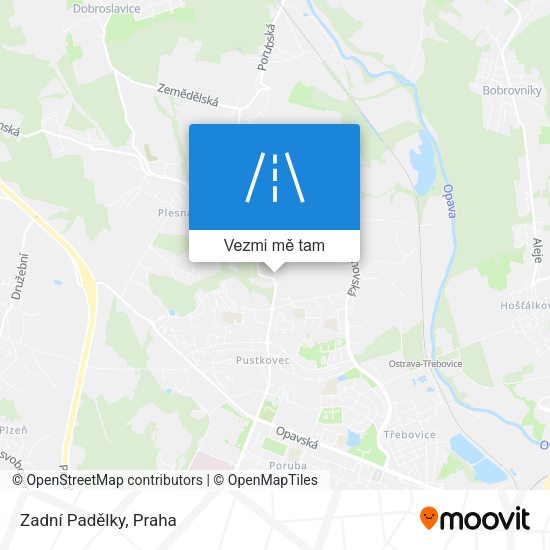 Zadní Padělky mapa