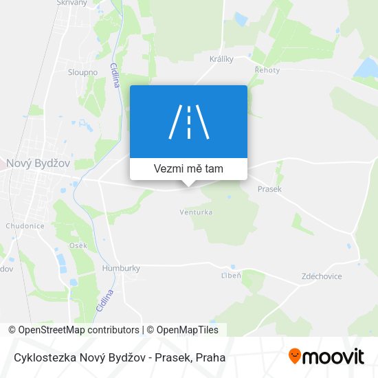 Cyklostezka Nový Bydžov - Prasek mapa