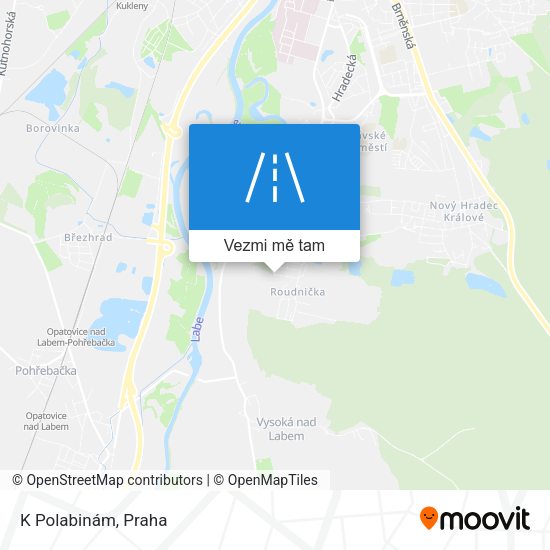 K Polabinám mapa