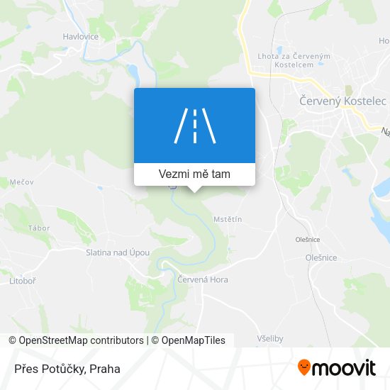 Přes Potůčky mapa
