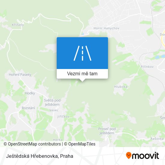 Ještědská Hřebenovka mapa