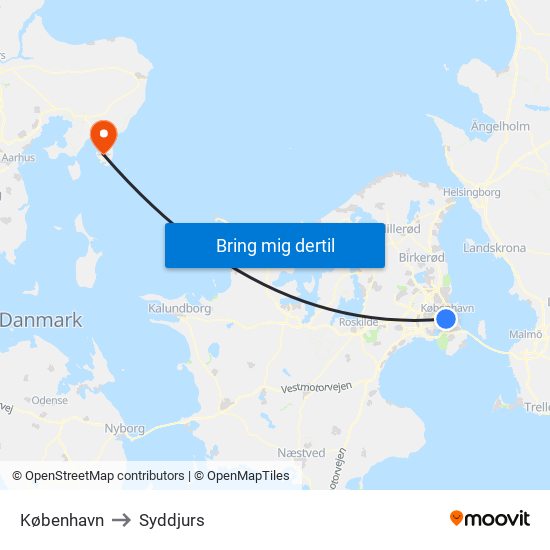 København to Syddjurs map