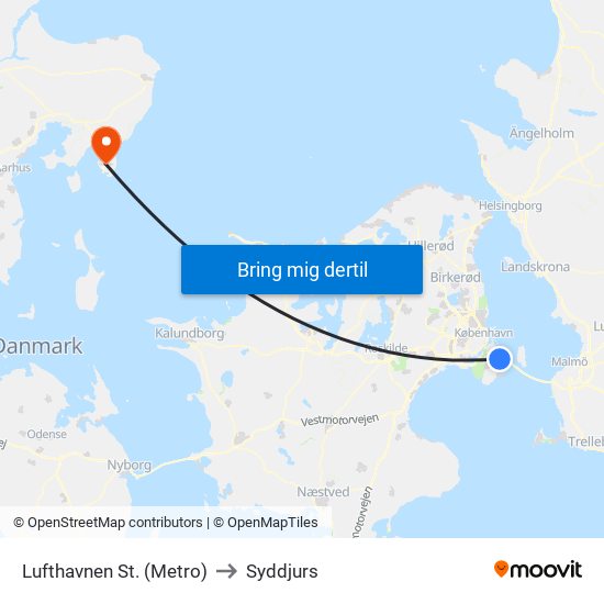 Lufthavnen St. (Metro) to Syddjurs map