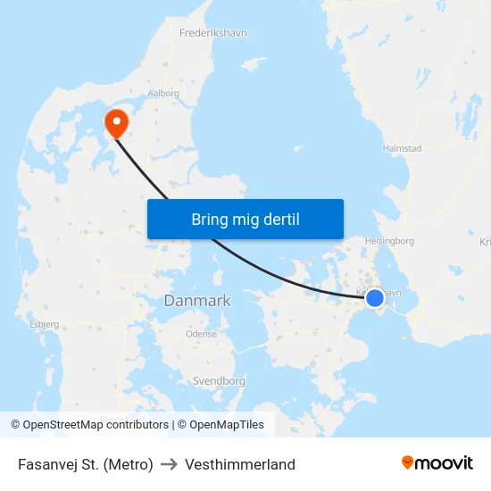 Fasanvej St. (Metro) to Vesthimmerland map