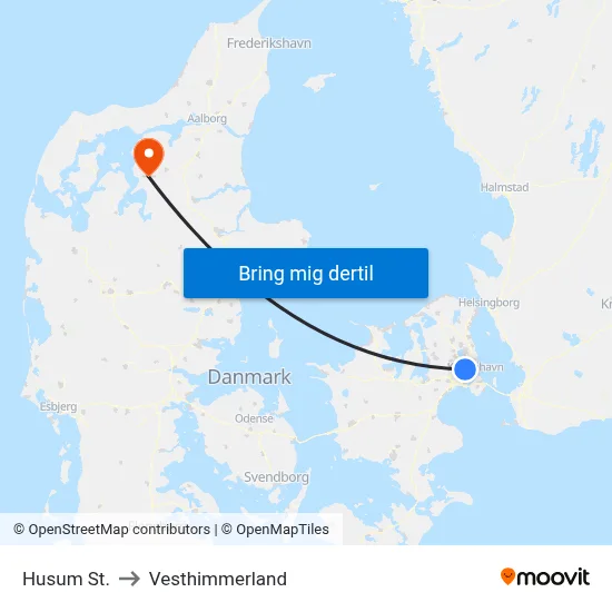 Husum St. to Vesthimmerland map