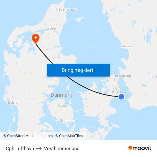Cph Lufthavn to Vesthimmerland map