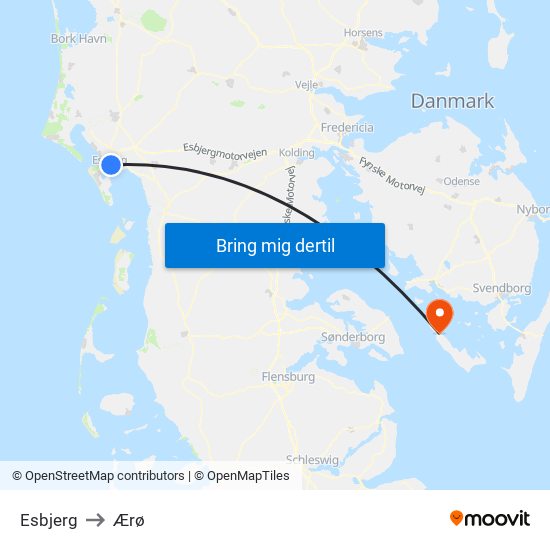 Esbjerg to Ærø map