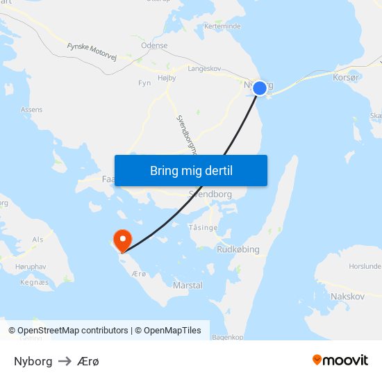 Nyborg to Ærø map