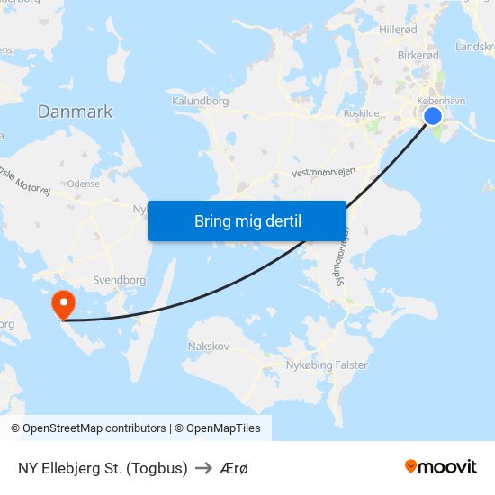 NY Ellebjerg St. (Togbus) to Ærø map
