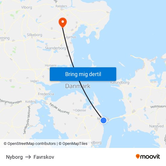 Nyborg to Favrskov map