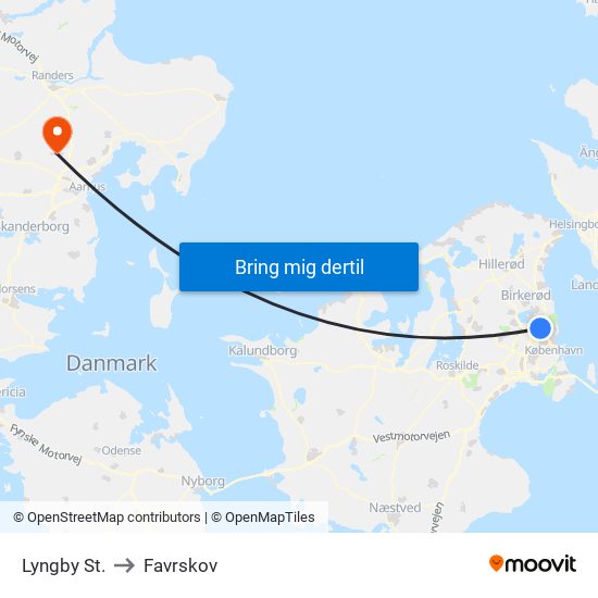 Lyngby St. to Favrskov map