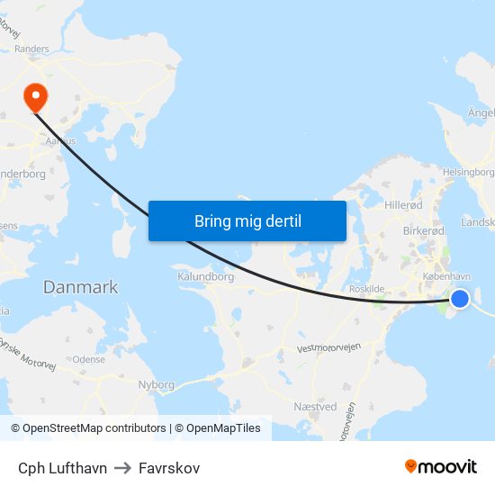 Cph Lufthavn to Favrskov map