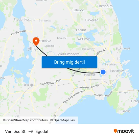 Vanløse St. to Egedal map