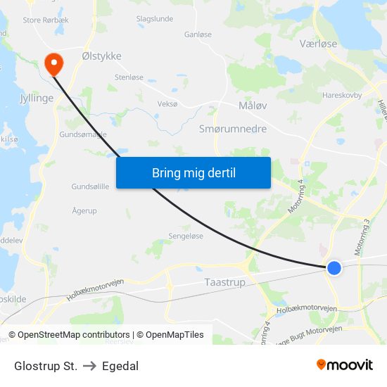 Glostrup St. to Egedal map