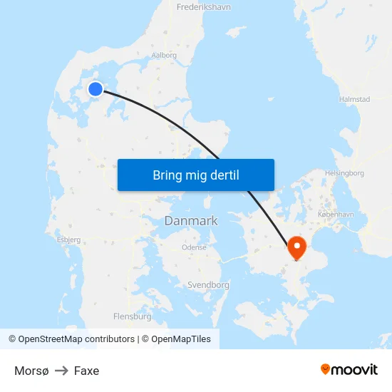 Morsø to Faxe map
